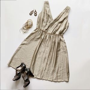 NWOT Loft Soft Gold Metallic Holiday Dress Sz 14